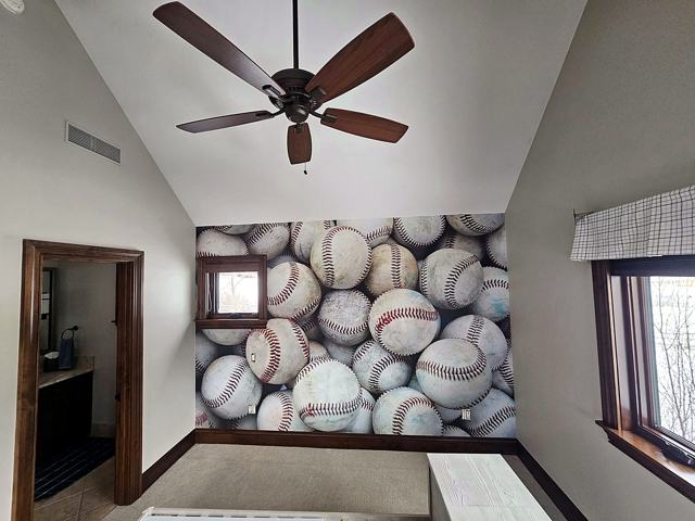 Baseball mural — kid's room: Finished wall