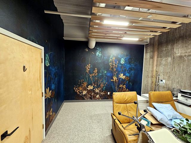 Midnight botanical mural — office: The full office