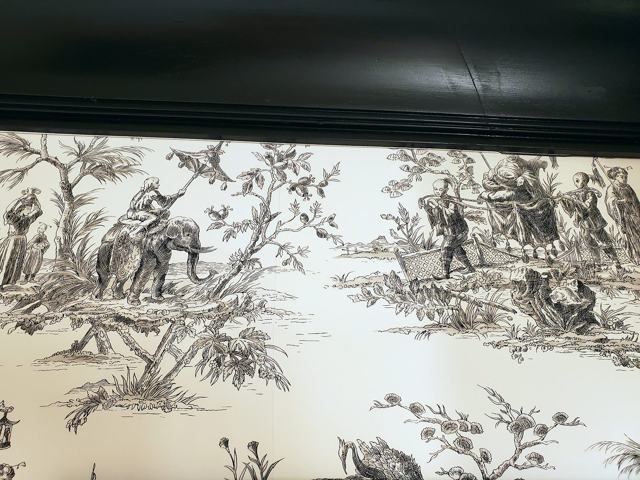 Safari toile powder room: Pattern detail