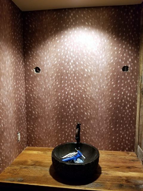 Fawn-spot powder room: Before the mirror went up