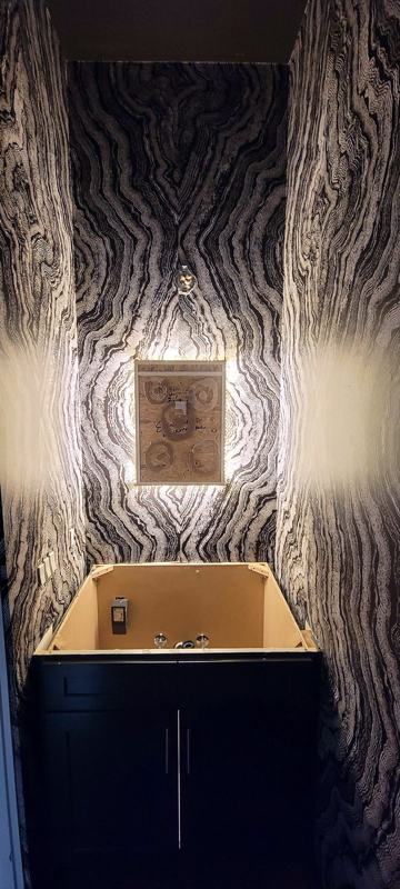 Faux bois powder room — Roaring Fork Paper Hangers