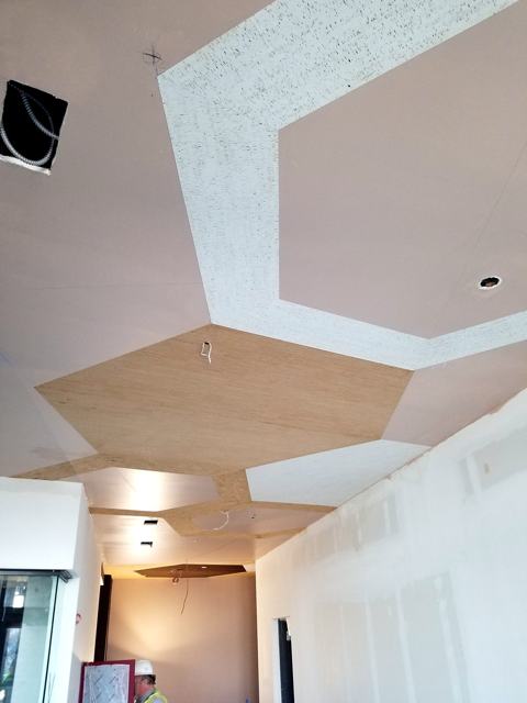 Geometric ceiling panels: Wider view
